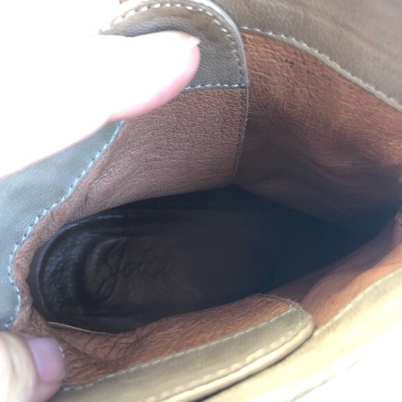 Joie Rigby Heeled Leather Ankle Boots Bootie Stacked Heel Tan 39 - Picture 8 of 12